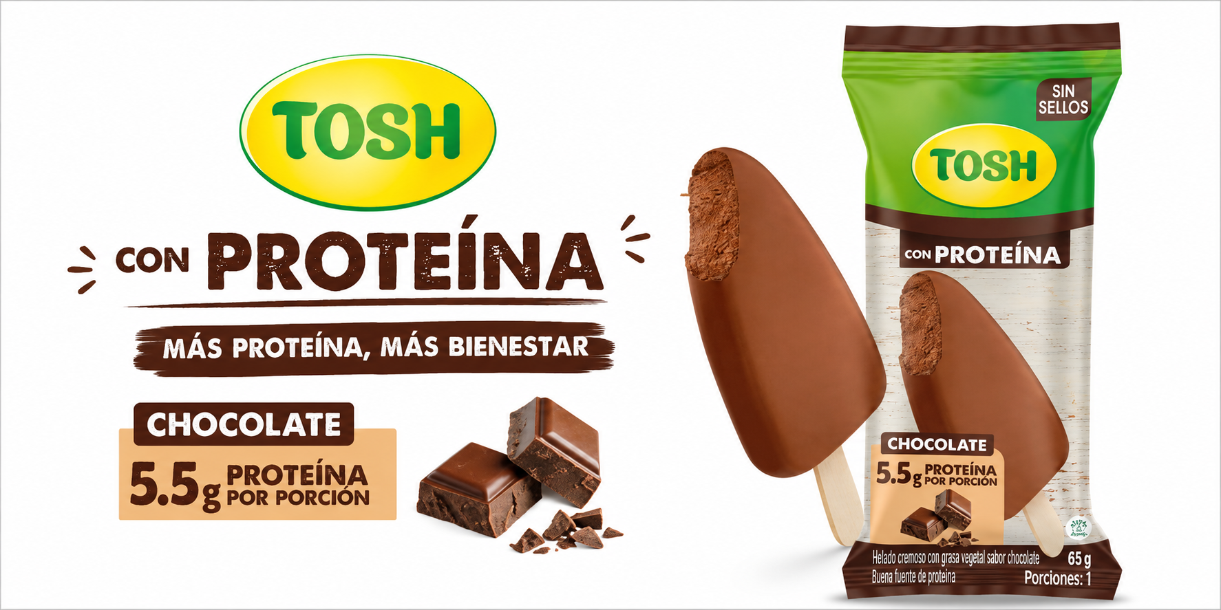 Tosh apuesta por la indulgencia funcional con una innovadora paleta de chocolate con proteína
