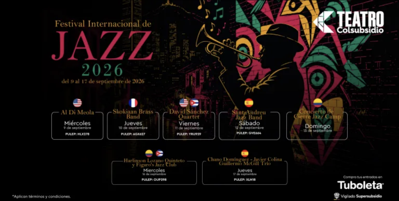 Jazz, flamenco, funk y ritmos afrocaribeños: así será el Festival Internacional de Jazz 2026 en Bogotá
