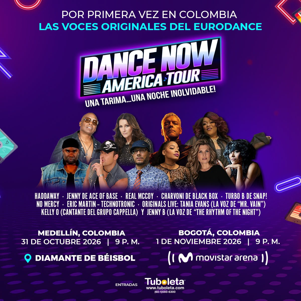 DANCE NOW AMÉRICA TOUR: la fiesta de los 90 que reunirá a los protagonistas originales del Eurodance